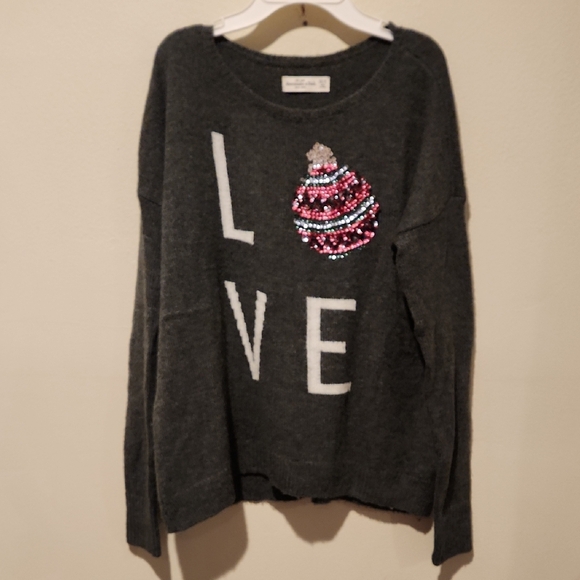 ❤️ ABERCROMBIE & FITCH CHARCOAL HOLIDAY COZY SWEATER, XXS/XS - Picture 1 of 7